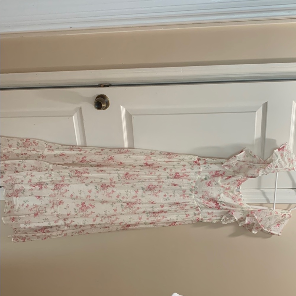 Altar'd State white pink Floral Midi Dress size small